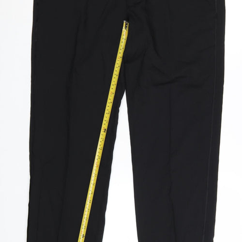 Marks and Spencer Men's Black Wool Blend Regular Fit Dress Trousers 38x31