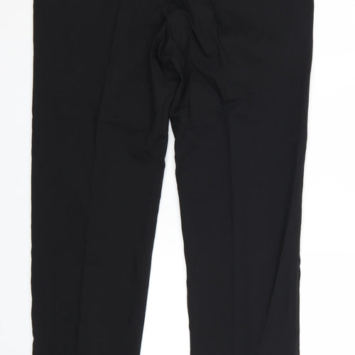 Marks and Spencer Men's Black Wool Blend Regular Fit Dress Trousers 38x31
