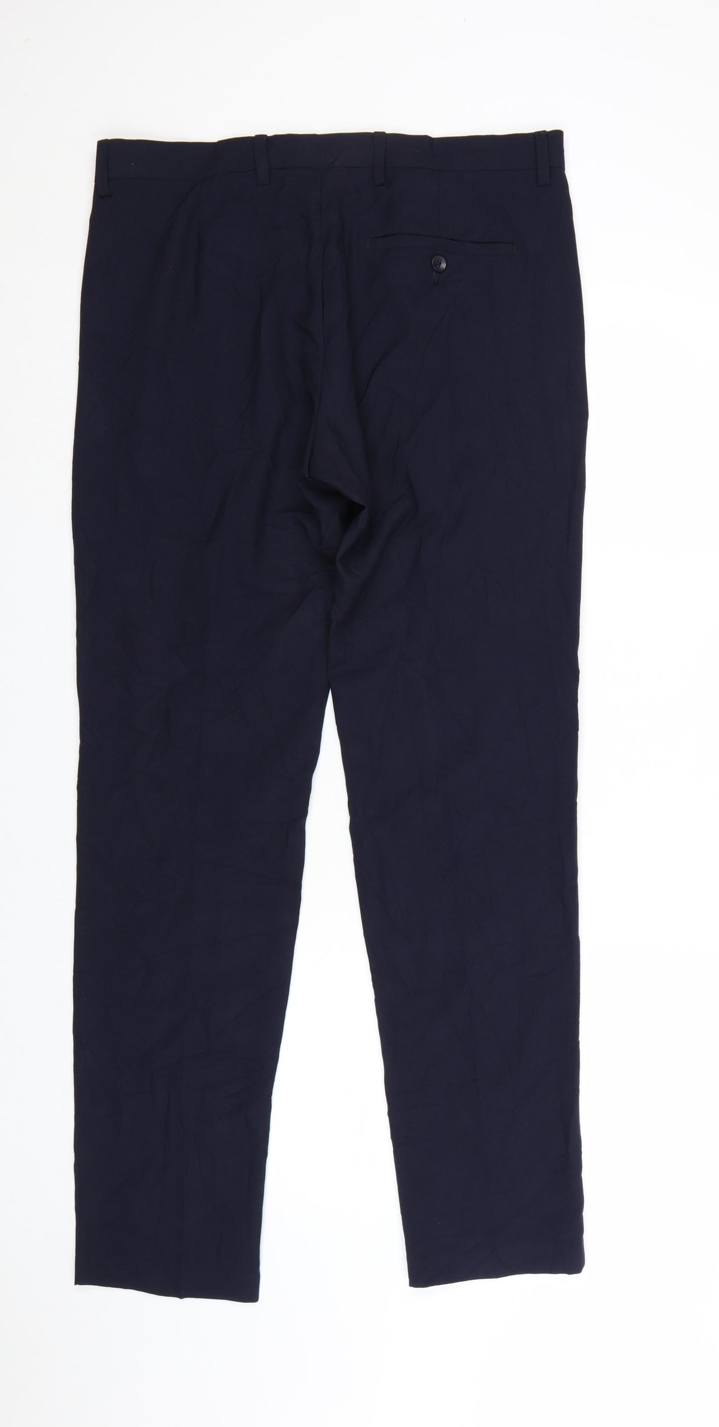 Marks and Spencer Men's Blue Slim Fit Trousers 34W 33L Polyester