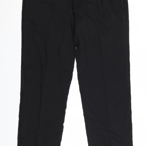 Marks and Spencer Men's Black Wool Blend Regular Fit Dress Trousers 36W 31L