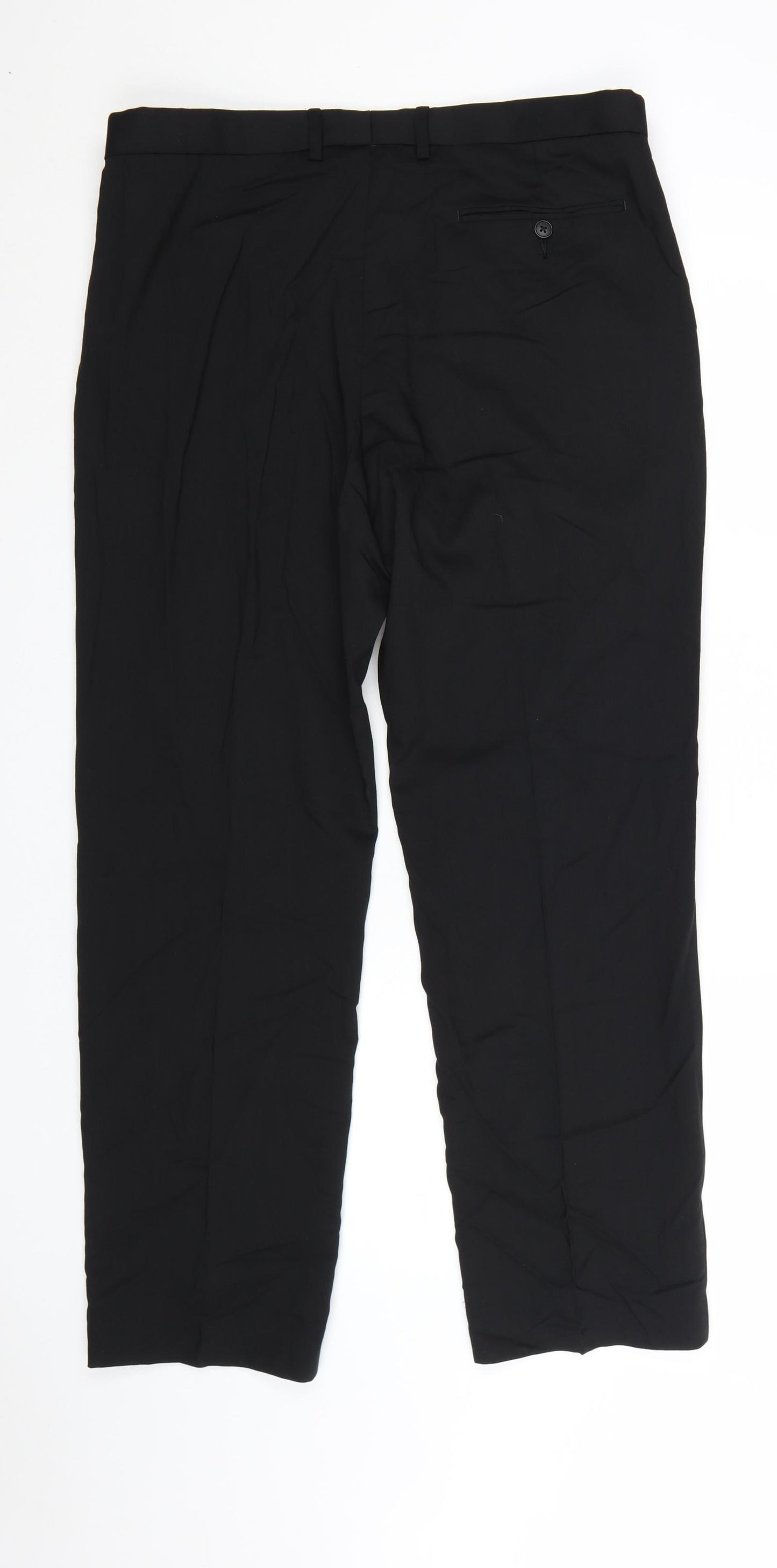 Marks and Spencer Men's Black Wool Blend Regular Fit Dress Trousers 36W 31L