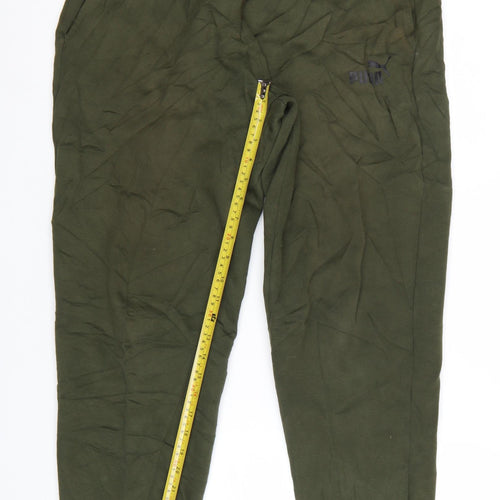 Puma Men's Green Jogger Trousers L Regular Fit Elastic Waist