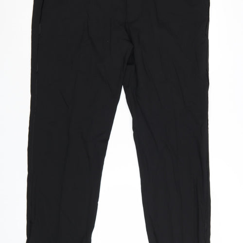 Marks and Spencer Men's Black Wool Blend Regular Fit Dress Trousers 40x31