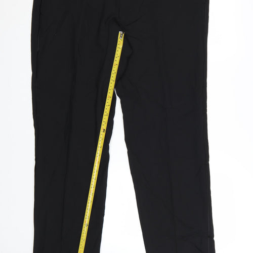 Marks and Spencer Men's Black Regular Fit Wool Blend Dress Trousers 40W 33L