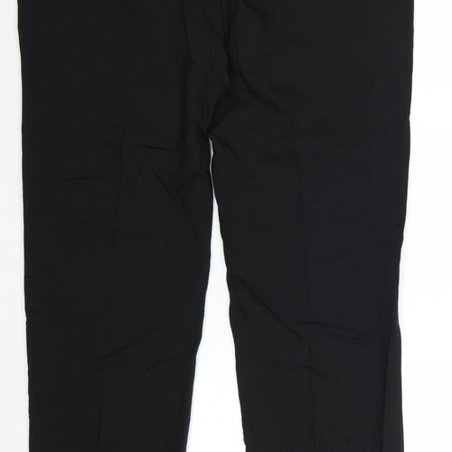 Marks and Spencer Men's Black Regular Fit Wool Blend Dress Trousers 40W 33L