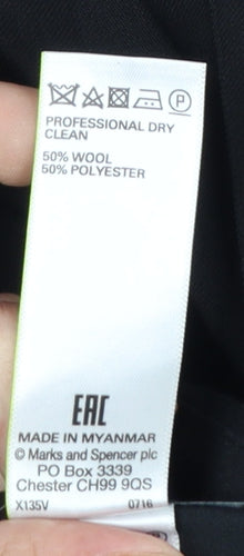 Marks and Spencer Men's Black Regular Fit Wool Blend Dress Trousers 40W 33L