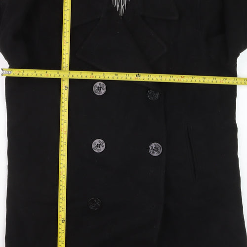 J. Percy Women's Black Wool Pea Coat Size 8 Classic Mid-Length