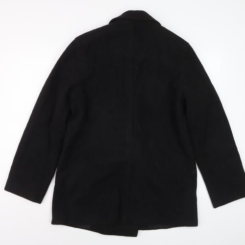 J. Percy Women's Black Wool Pea Coat Size 8 Classic Mid-Length