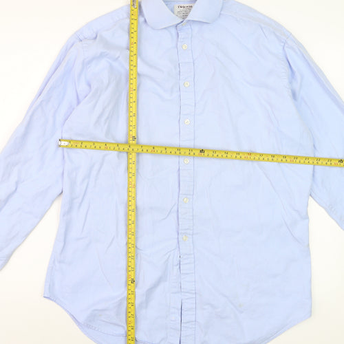 T.M. Lewin Men's Blue Slim Fit Luxury Cotton Long Sleeve Formal Shirt Size L