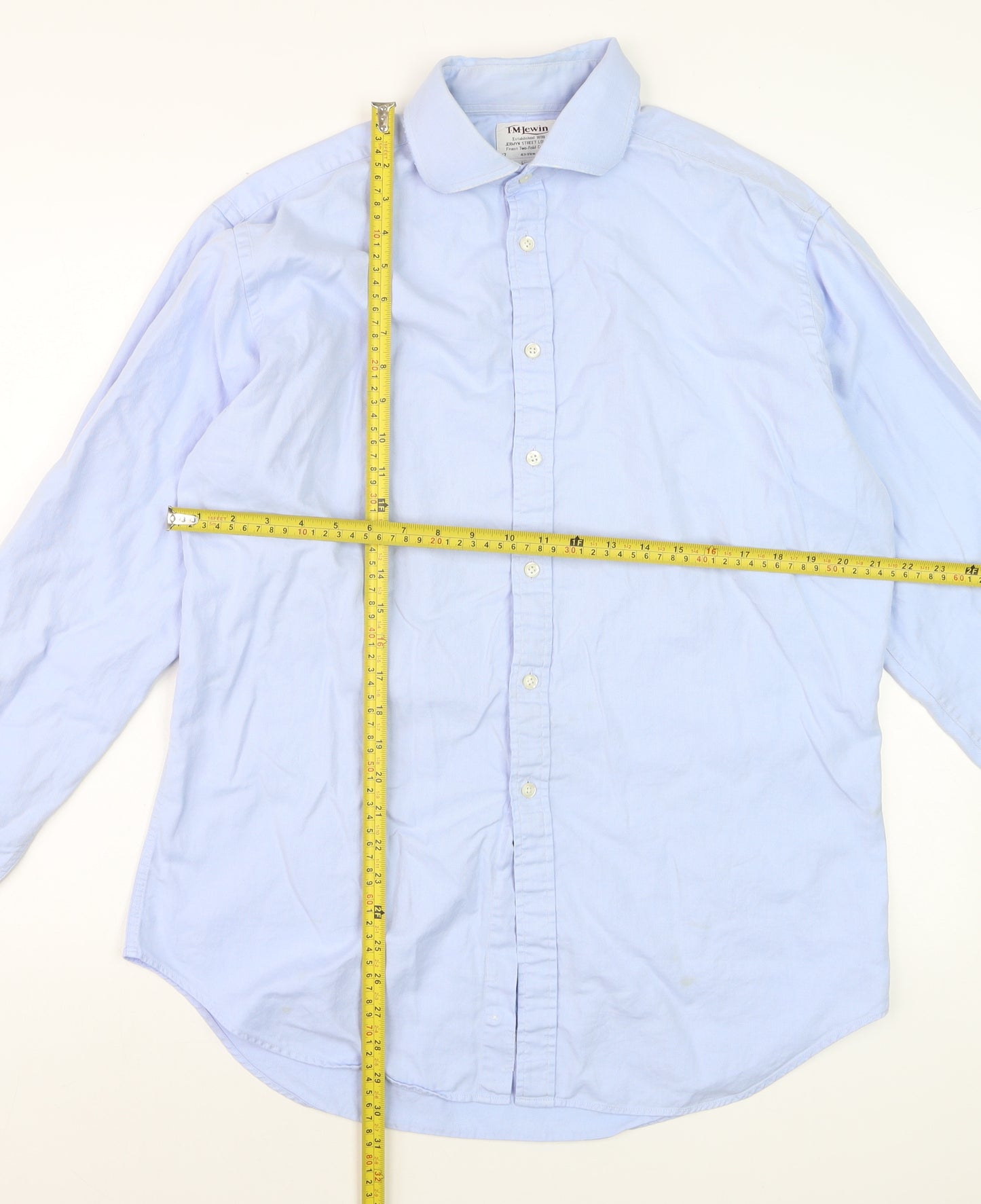 T.M. Lewin Men's Blue Slim Fit Luxury Cotton Long Sleeve Formal Shirt Size L