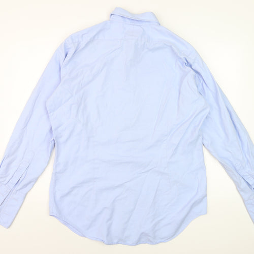 T.M. Lewin Men's Blue Slim Fit Luxury Cotton Long Sleeve Formal Shirt Size L