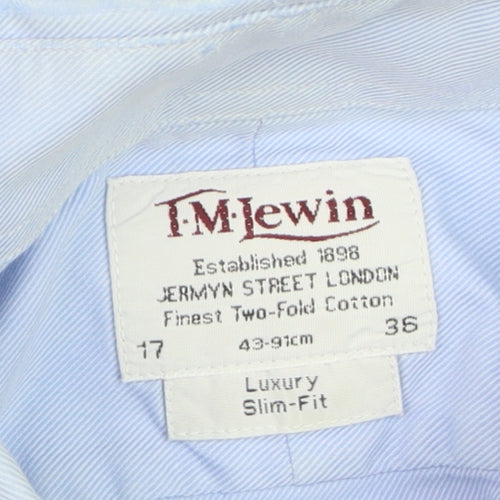T.M. Lewin Men's Blue Slim Fit Luxury Cotton Long Sleeve Formal Shirt Size L