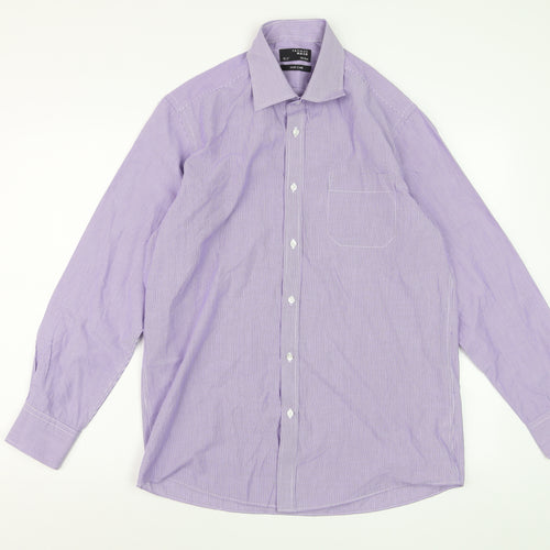 Thomas Nash Men's Purple Striped Easy Care Dress Shirt 15.5in Regular Fit