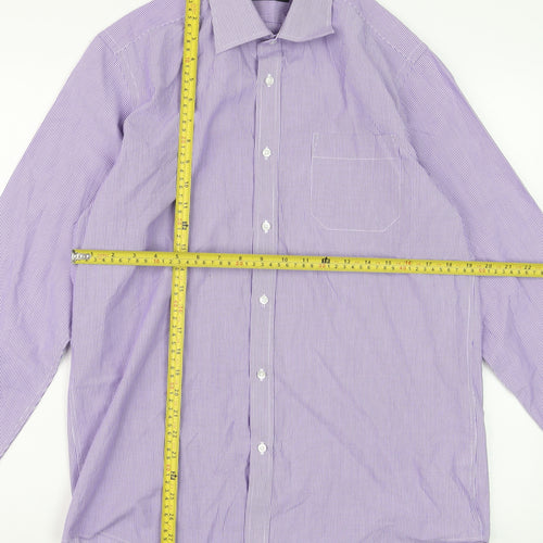 Thomas Nash Men's Purple Striped Easy Care Dress Shirt 15.5in Regular Fit