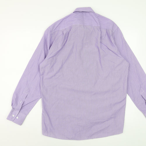 Thomas Nash Men's Purple Striped Easy Care Dress Shirt 15.5in Regular Fit