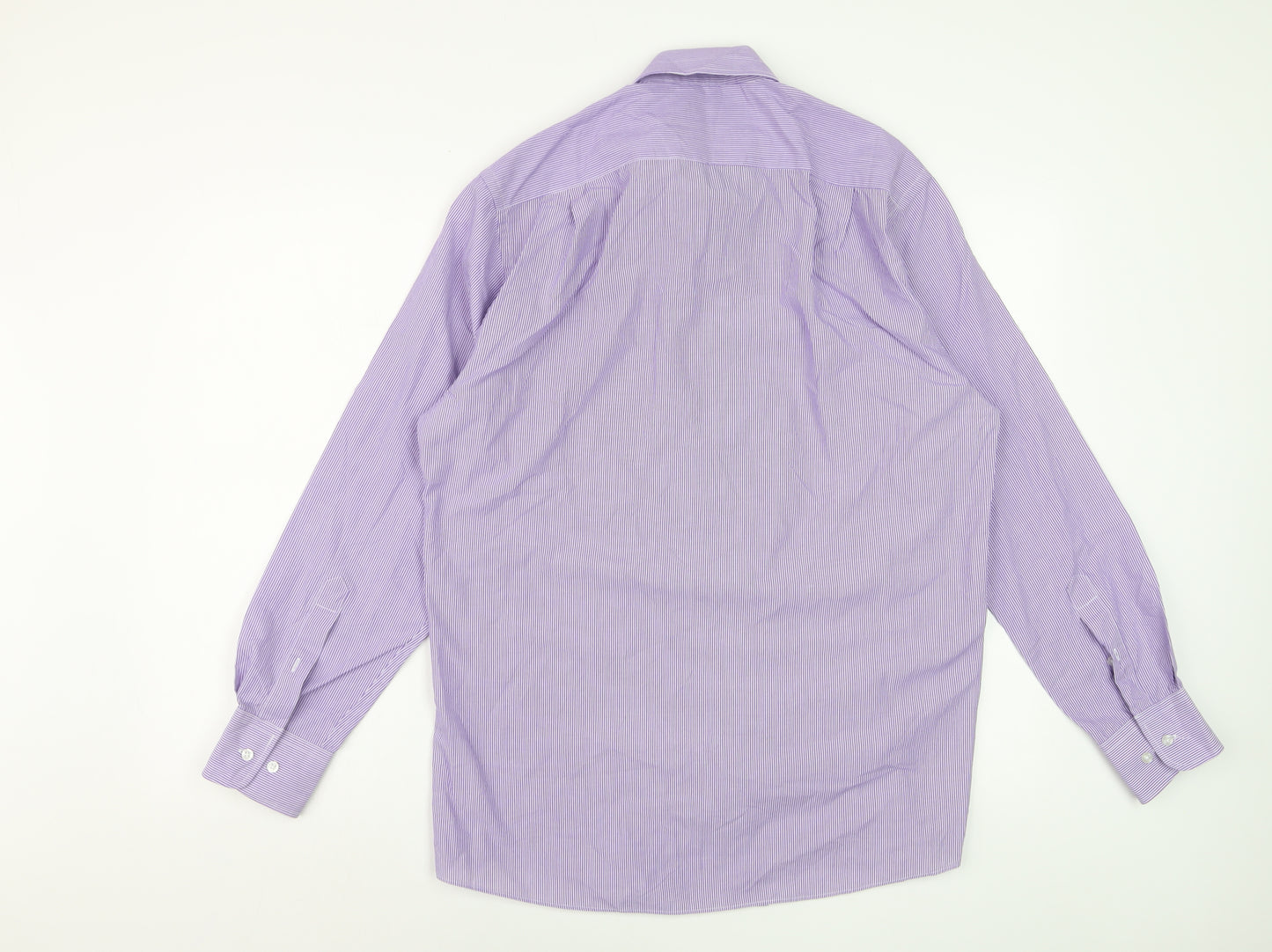 Thomas Nash Men's Purple Striped Easy Care Dress Shirt 15.5in Regular Fit