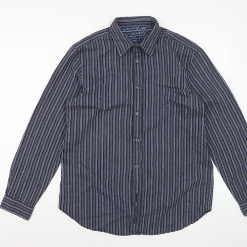 Rocha John Rocha Men's Blue Striped Long Sleeve Regular Fit Dress Shirt M