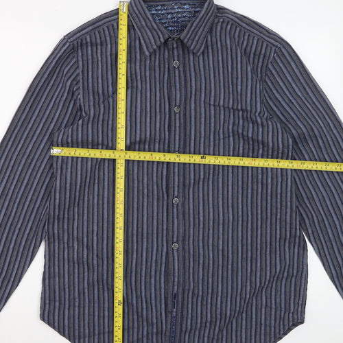 Rocha John Rocha Men's Blue Striped Long Sleeve Regular Fit Dress Shirt M