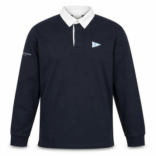 Four Seasons Men's Navy Long Sleeve Polo Shirt Size S 100% Cotton Yachting Style