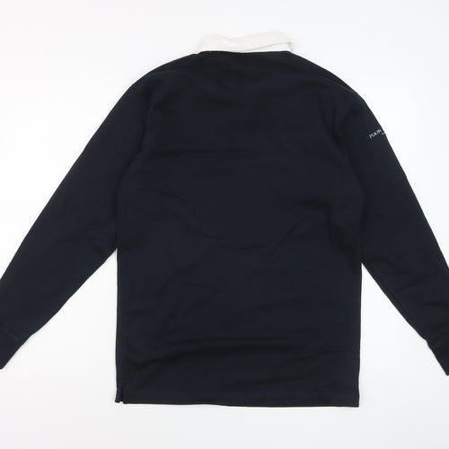 Four Seasons Men's Navy Long Sleeve Polo Shirt Size S 100% Cotton Yachting Style