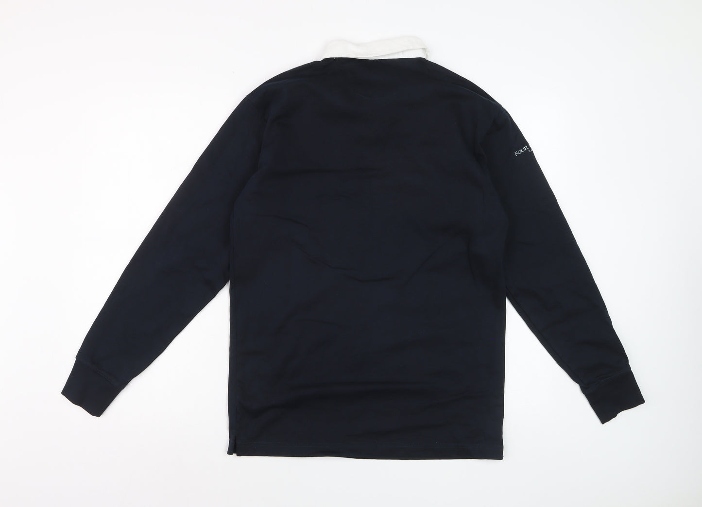 Four Seasons Men's Navy Long Sleeve Polo Shirt Size S 100% Cotton Yachting Style
