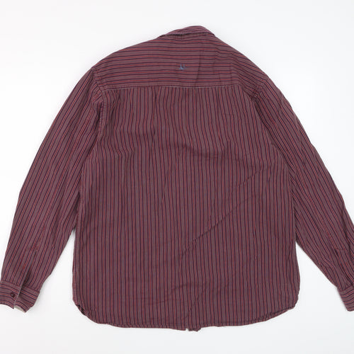 Mandaray Men's Red Striped Cotton Long Sleeve Regular Fit Shirt M
