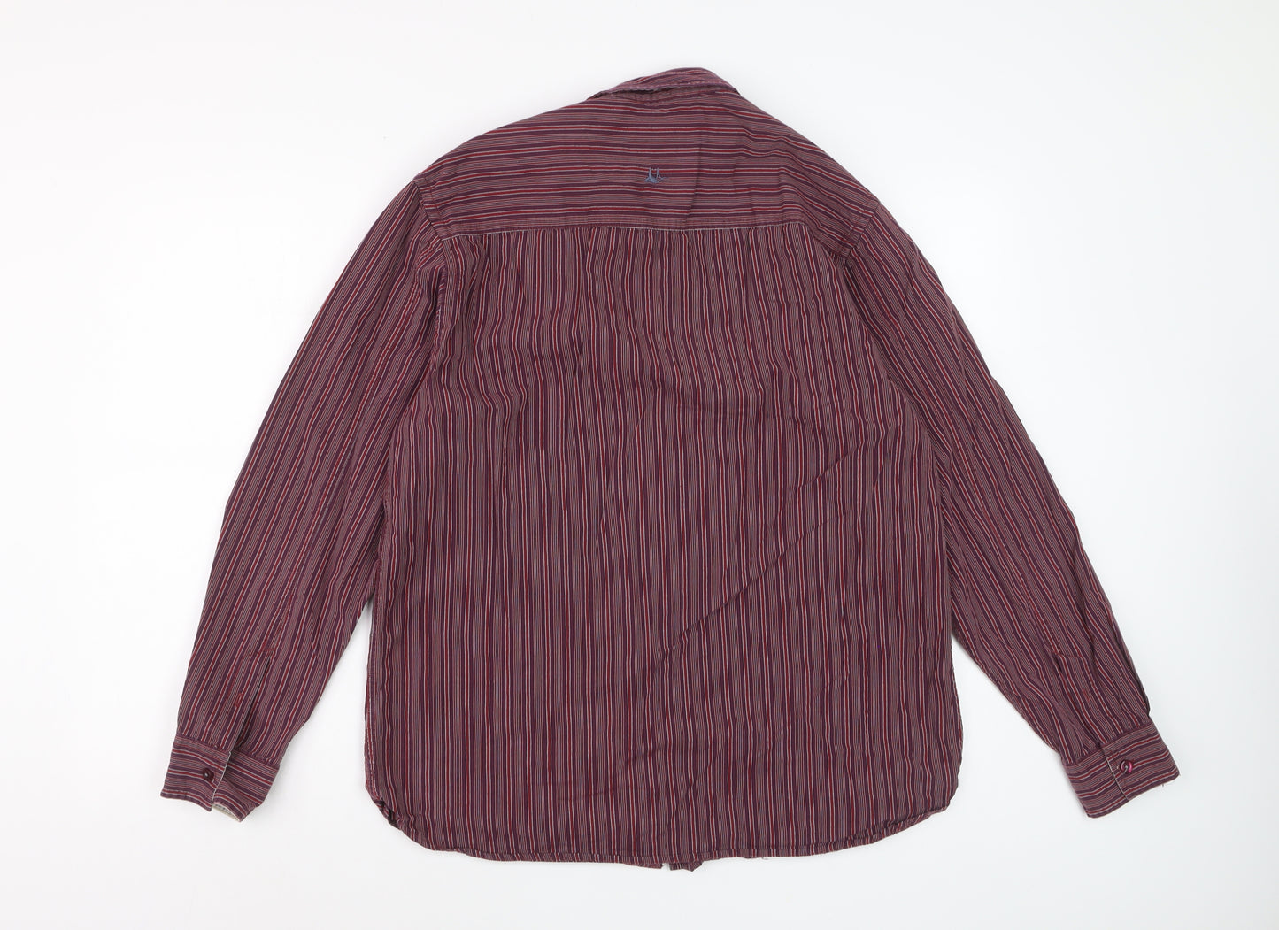 Mandaray Men's Red Striped Cotton Long Sleeve Regular Fit Shirt M