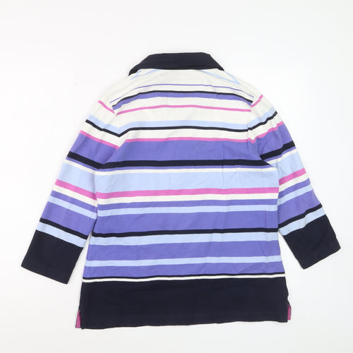 Dash Womens Multicoloured Striped 3/4 Sleeve Polo Shirt Size 16