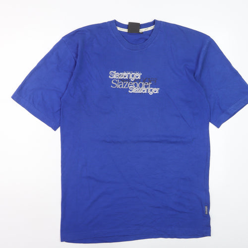 Slazenger Men's Blue Regular Fit Cotton Graphic T-Shirt Size M