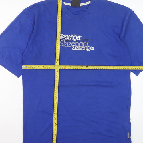 Slazenger Men's Blue Regular Fit Cotton Graphic T-Shirt Size M