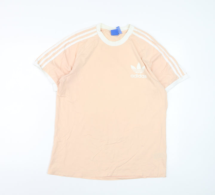 Adidas Women's Pink Crew Neck Short Sleeve Cotton T-Shirt Size L
