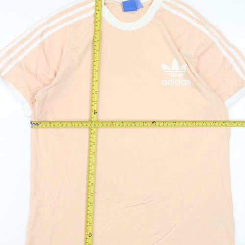 Adidas Women's Pink Crew Neck Short Sleeve Cotton T-Shirt Size L