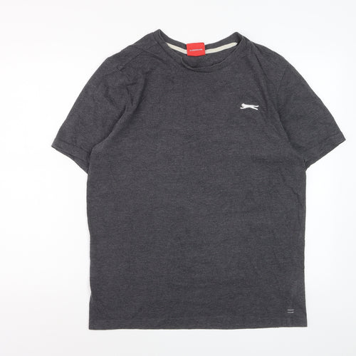 Slazenger Men's Grey Crew Neck Short Sleeve Cotton Blend T-Shirt M