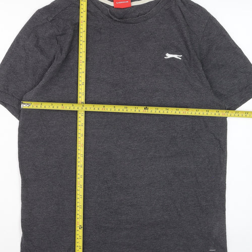 Slazenger Men's Grey Crew Neck Short Sleeve Cotton Blend T-Shirt M