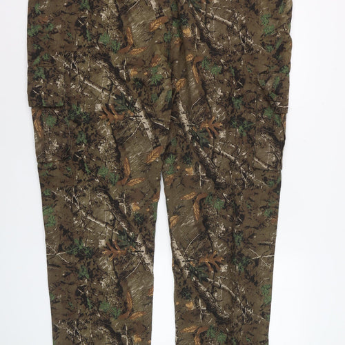 boohooMAN Mens Camouflage Cargo Trousers Khaki Size 42 Cotton Casual