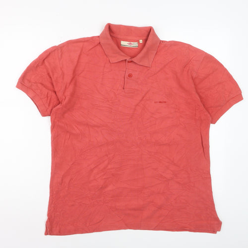 Lee Cooper Men's Red Cotton Polo Shirt Size M Short Sleeve