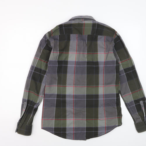 Hugo Boss Men's Grey Green Check Slim Fit Cotton Dress Shirt S