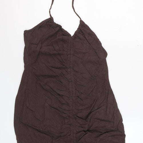 Pull&Bear Women Brown XL Halter Slip Dress Lightweight Summer Wear