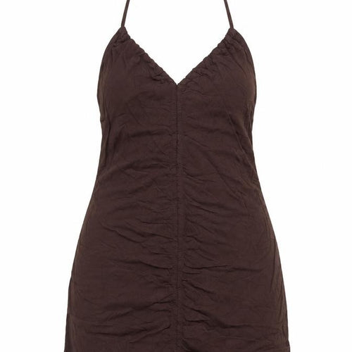 Pull&Bear Women Brown XL Halter Slip Dress Lightweight Summer Wear