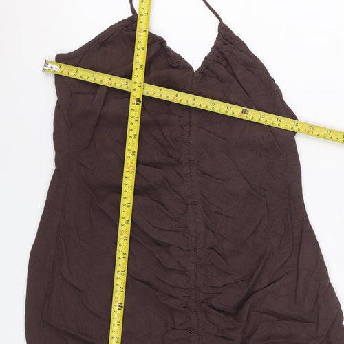 Pull&Bear Women Brown XL Halter Slip Dress Lightweight Summer Wear