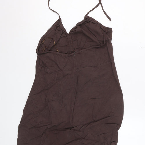 Pull&Bear Women Brown XL Halter Slip Dress Lightweight Summer Wear