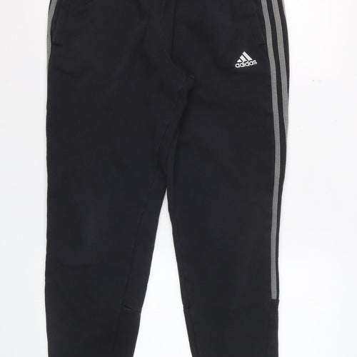 Adidas Men Black M Jogger Trousers Cotton Blend Tapered Fit