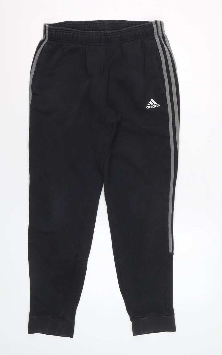 Adidas Men Black M Jogger Trousers Cotton Blend Tapered Fit