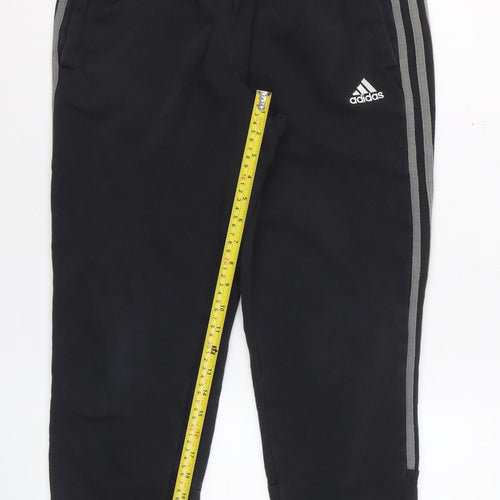 Adidas Men Black M Jogger Trousers Cotton Blend Tapered Fit