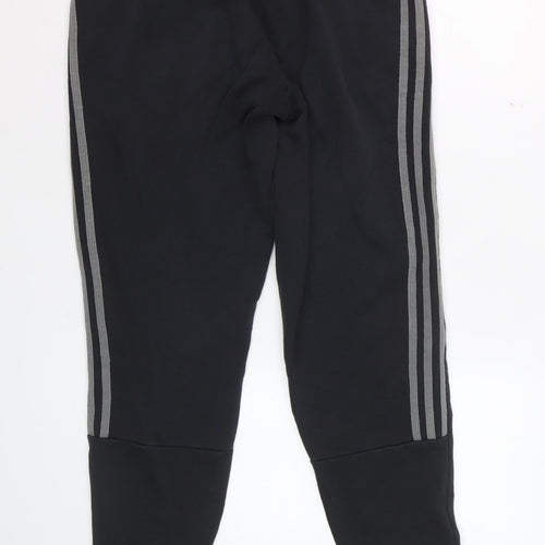 Adidas Men Black M Jogger Trousers Cotton Blend Tapered Fit