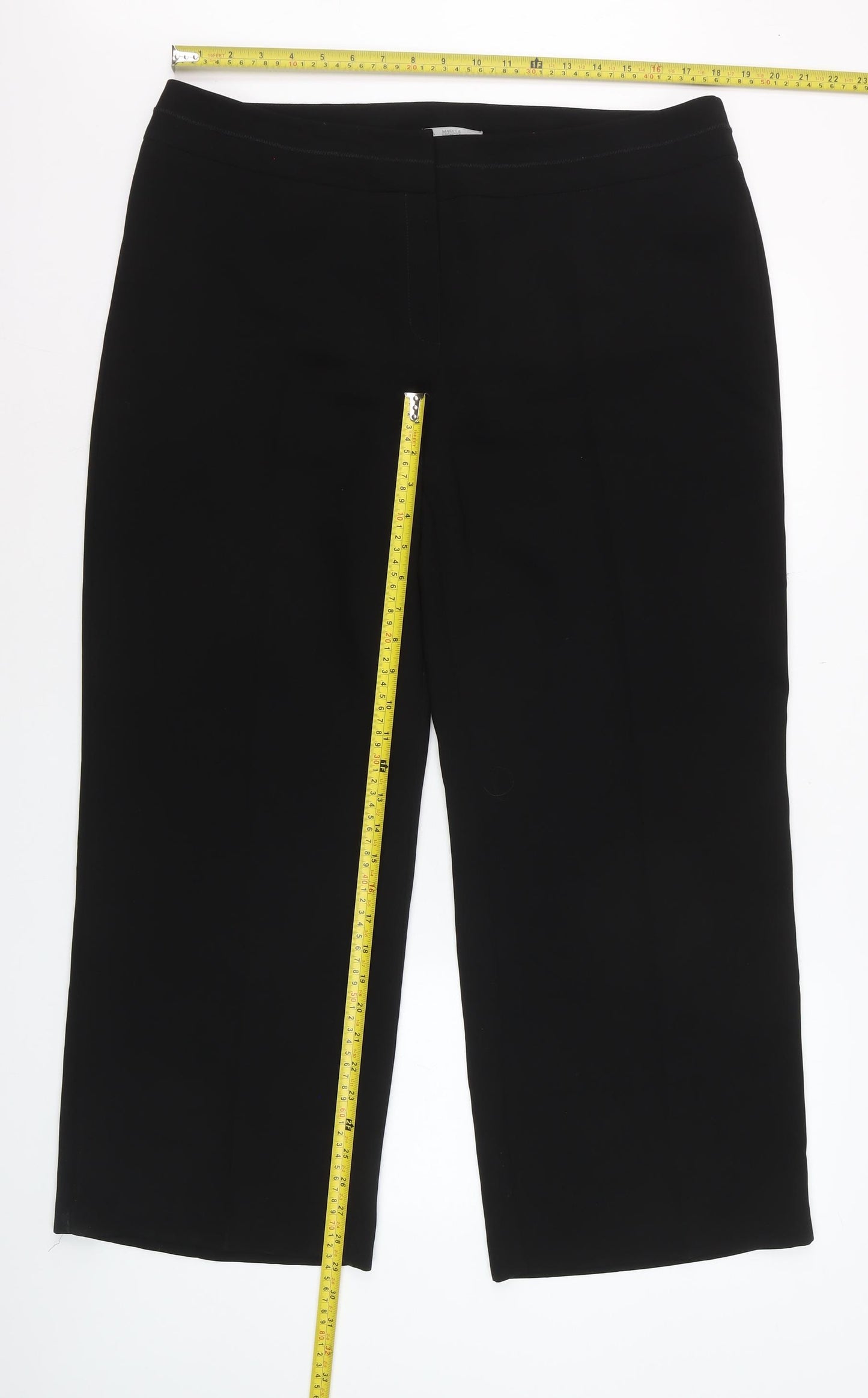 Marks and Spencer Women's Black Size 18 Short Straight Leg Trousers