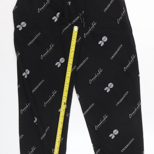Crosshatch Womens Black Logo Jogger Trousers M Elastic Waist