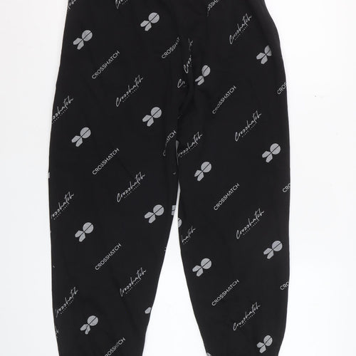 Crosshatch Womens Black Logo Jogger Trousers M Elastic Waist