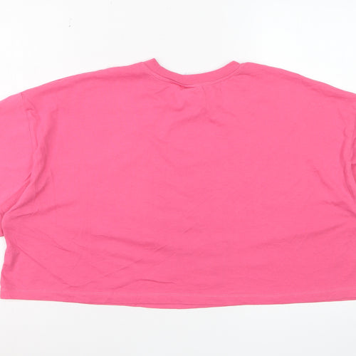 Disney Women’s Pink Donald Duck Cropped T-Shirt Size XL Relaxed Fit