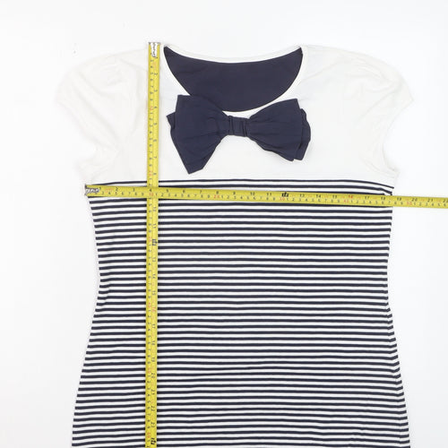 Next Womens Multicoloured Striped Bow T-Shirt Size 18 Short Sleeve
